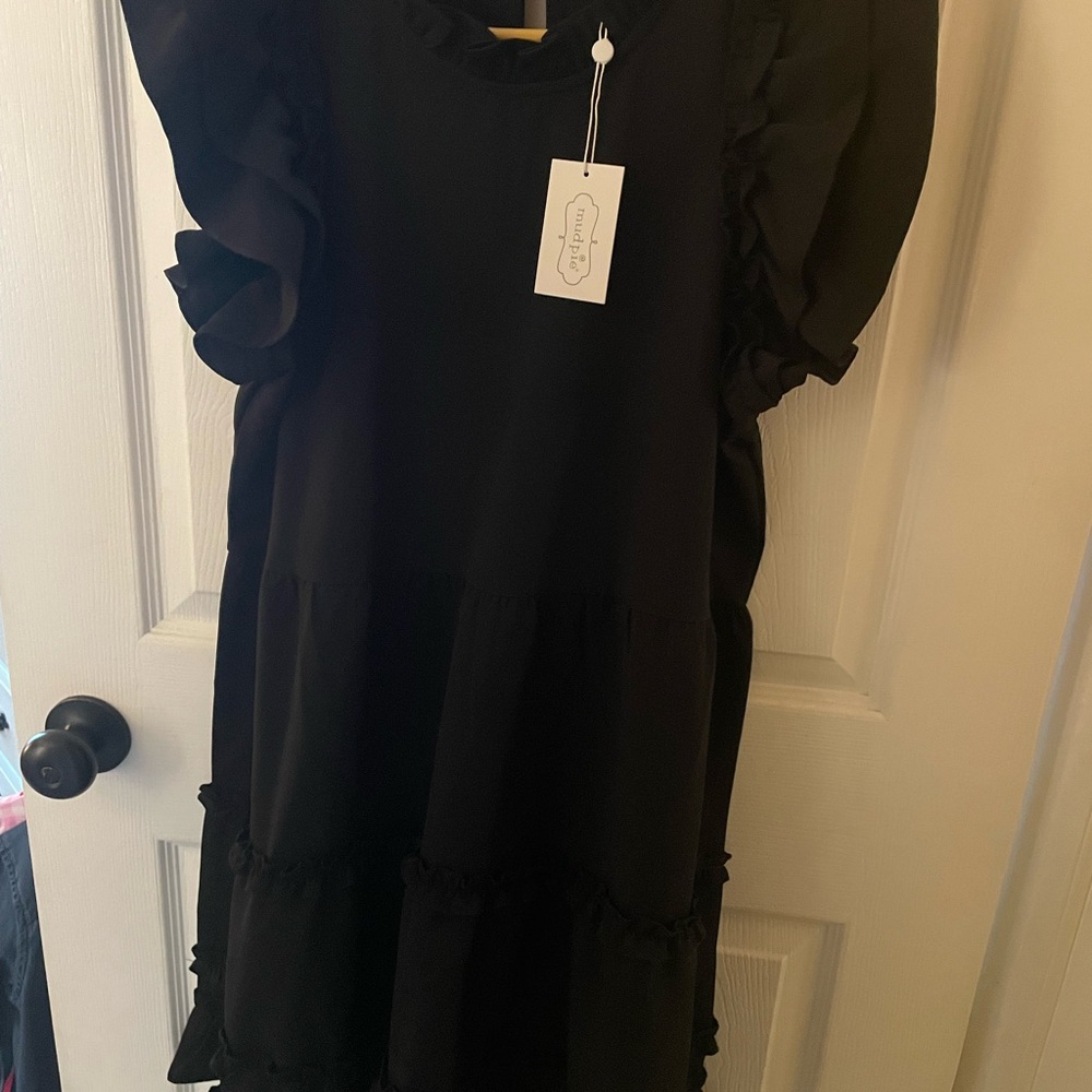 Mud Pie Black Ruffle Kids Dress